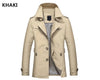 British Fashion Jackets Men Autumn Streetwear Casual Outwear Khaki Smart Long Trench Men Windbreaker Classical Business Coats