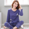 2019 Sleep Lounge Pajama Long Sleeve Top + Long Pant Woman Pajama Set Cartoon Pyjamas Cotton Sleepwear For Women M L XL XXL XXXL