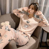 M-5XL Women Pajama Set Cotton Striped Cartoon Monkey Animal Sleepwear Pajamas Long-sleeve Plus Size Pyjamas Casual Sleepwear
