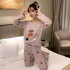 M-5XL Women Pajama Set Cotton Striped Cartoon Monkey Animal Sleepwear Pajamas Long-sleeve Plus Size Pyjamas Casual Sleepwear
