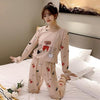 M-5XL Women Pajama Set Cotton Striped Cartoon Monkey Animal Sleepwear Pajamas Long-sleeve Plus Size Pyjamas Casual Sleepwear