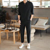 New 2 Piece Set Casual Suit Men Summer Half Sleeve T Shirt + Pants Reflective T-shirt Trousers Slim Fit Men's Clothing