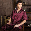 2019 men pyjama set solid imitate silk men pajama suit polka dot satin pajama man sleepwear pajamas male nightgown