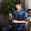 2019 men pyjama set solid imitate silk men pajama suit polka dot satin pajama man sleepwear pajamas male nightgown