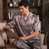2019 men pyjama set solid imitate silk men pajama suit polka dot satin pajama man sleepwear pajamas male nightgown