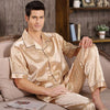2019 men pyjama set solid imitate silk men pajama suit polka dot satin pajama man sleepwear pajamas male nightgown