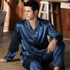 2019 men pyjama set solid imitate silk men pajama suit polka dot satin pajama man sleepwear pajamas male nightgown