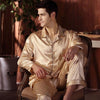 2019 men pyjama set solid imitate silk men pajama suit polka dot satin pajama man sleepwear pajamas male nightgown