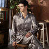 2019 men pyjama set solid imitate silk men pajama suit polka dot satin pajama man sleepwear pajamas male nightgown