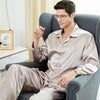 2019 men pyjama set solid imitate silk men pajama suit polka dot satin pajama man sleepwear pajamas male nightgown