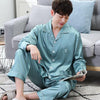 2019 men pyjama set solid imitate silk men pajama suit polka dot satin pajama man sleepwear pajamas male nightgown