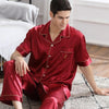 2019 men pyjama set solid imitate silk men pajama suit polka dot satin pajama man sleepwear pajamas male nightgown