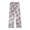 Men Simulation Silk Pajamas Lingerie Print Long Sleep Comfy Pants satin  vintage nightgowns