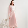 Sleepwear Female Autumn Thin Pink Cotton Silk Retro Palace Luxurious Lace Long-Sleeve Nightdress Woman Nightgowns D171210