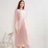 Sleepwear Female Autumn Thin Pink Cotton Silk Retro Palace Luxurious Lace Long-Sleeve Nightdress Woman Nightgowns D171210