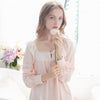 Sweet Lace Princess Nightgowns Long-Sleeve Cotton Pink White Nightdress Retro Long Sleepwear Elegant Lady Sleeping Dress HZL46