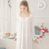 Sweet Lace Princess Nightgowns Long-Sleeve Cotton Pink White Nightdress Retro Long Sleepwear Elegant Lady Sleeping Dress HZL46
