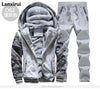 Fashion Tracksuit Men Casual Hooded Warm Tracksuit Sweatshirt Male Winter Thick Inner Fleece Jacket+Pant Men Moleton Masculino