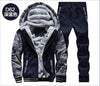 Fashion Tracksuit Men Casual Hooded Warm Tracksuit Sweatshirt Male Winter Thick Inner Fleece Jacket+Pant Men Moleton Masculino