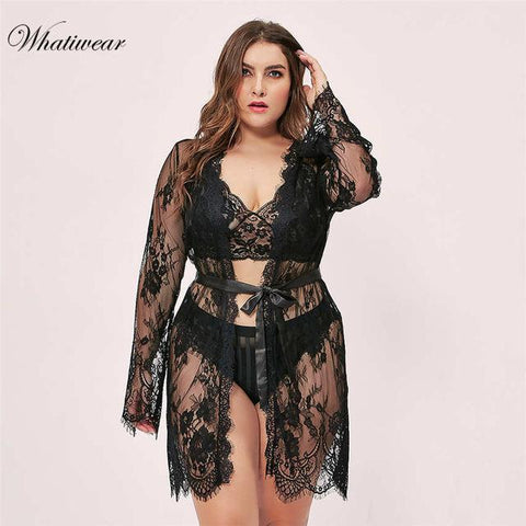 Whatiwear 2019 One Piece Nightgown Nightwear Sexy Lingerie Lace Slits Nightdress V-neck Nightie Vintage Sleepwear Female Pijama