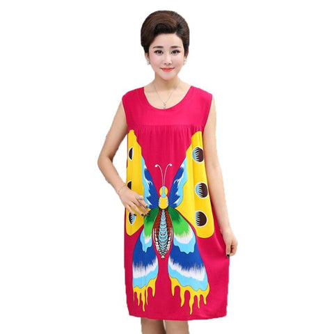 Summer Sexy Cotton Sleepwear Nightgown Women Night Shirt Dress Middle age Female Casual Home Clothes Loose Print Nightdress