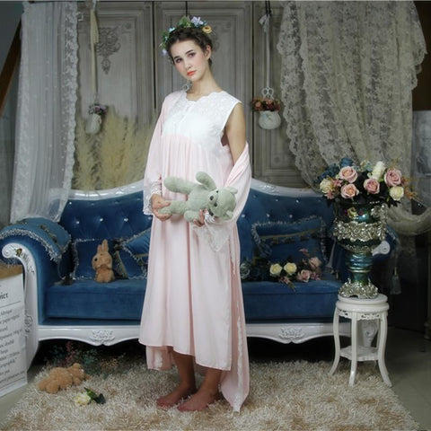 Women Robe Long Nightgown Set Classic Loose Robe Vintage Homewear Ladies Beautiful Sleepwear Robes Autumn 2018 New Cheap Sale