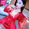 Lady Pajamas 2pcs Women Summer Sexy Sleepwear Girls Long Sleeve Nightdress Silk Suspender Nightgown Ice Silk Homewear B-6652