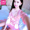 Lady Pajamas 2pcs Women Summer Sexy Sleepwear Girls Long Sleeve Nightdress Silk Suspender Nightgown Ice Silk Homewear B-6652