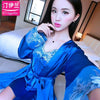 Lady Pajamas 2pcs Women Summer Sexy Sleepwear Girls Long Sleeve Nightdress Silk Suspender Nightgown Ice Silk Homewear B-6652
