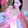 Lady Pajamas 2pcs Women Summer Sexy Sleepwear Girls Long Sleeve Nightdress Silk Suspender Nightgown Ice Silk Homewear B-6652