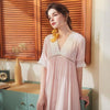 Pregnant Women Deep V-Neck Lace Nightgown Retro Sleepwear Dress Vintage Nightdress CA866