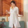 Pregnant Women Deep V-Neck Lace Nightgown Retro Sleepwear Dress Vintage Nightdress CA866