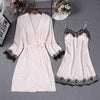 Pajamas Set Robe Hot Winter Sexy Lace Nightgowns Women Bathrobe Nighties Dress Long Sleeve Blouse Female Sleepwear Pijama