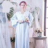 Vintage Women Sleep Shirts Spring Flare Sleeve Lace Nightgown Sleepwear Hollow Out Long Night Wear Sleep Dress