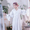 Vintage Women Sleep Shirts Spring Flare Sleeve Lace Nightgown Sleepwear Hollow Out Long Night Wear Sleep Dress