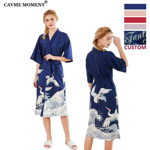 CAVME 2019 CUSTOMIZED Summer Stain Slik Kimono Bride Bridesmaid Robes Long Kimono Robe for Women Ladies Gift Nightgown