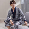 Bath Robes Men Japanese Kimono Long Sleeves 100% Cotton Brand Bathrobe High Quality Luxury Men Robe Lapel Belted Nightgown Robe