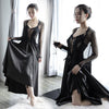 Sexy Perspective Mesh Guaze Robe & Gowns Set Slim Beauty Back Nightgowns Thin V-neck Long Sling Nightdress Sleepwear Sets