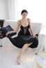 Sexy Perspective Mesh Guaze Robe & Gowns Set Slim Beauty Back Nightgowns Thin V-neck Long Sling Nightdress Sleepwear Sets