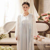 Spring Women Two-piece Nightgowns Ladies Long-sleeved Nightdress Royal Vintage Sweet Princess Sleepwear Lace Embroidery Dress