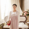Spring Women Two-piece Nightgowns Ladies Long-sleeved Nightdress Royal Vintage Sweet Princess Sleepwear Lace Embroidery Dress