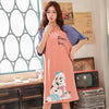 2019 Sleeping Skirt Female Summer Short Sleeve Fresh Style Sleepwear Female Youth Long-style Student cotton Skirt Home Clothes