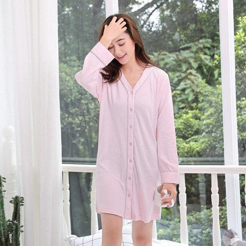 New Arrivals Modal Female Nightgowns Long sleeves Soft Home Dress Sexy Nightwear Women Sleepwear Solid Sleep Lounge Vintage
