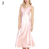 2019 Summer Sexy Satin Loose Sleepwear Women V-Neck Long Maxi Babydoll Night Dress Underwear Nightgowns