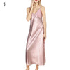 2019 Summer Sexy Satin Loose Sleepwear Women V-Neck Long Maxi Babydoll Night Dress Underwear Nightgowns