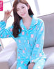 Thickening Women Winter Flannel Pajamas Female Coral Fleece Pajama Sets Sleepwear Velvet Long-sleeve Casual Nightgown B-5995