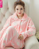 Thickening Women Winter Flannel Pajamas Female Coral Fleece Pajama Sets Sleepwear Velvet Long-sleeve Casual Nightgown B-5995