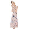 2019 New Sexy Silk Satin NIghtgown Sleeveless Nightdress V-neck Print Sleepshirt Long Nighties Summer Sleeping Dress For Women
