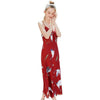 2019 New Sexy Silk Satin NIghtgown Sleeveless Nightdress V-neck Print Sleepshirt Long Nighties Summer Sleeping Dress For Women