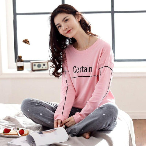 Autumn 100% Cotton Long Sleeved Pajamas Women's Pajamas Sets Ladies Sleepwear Nightgowns Loungewear Women Fashion Home Clothing